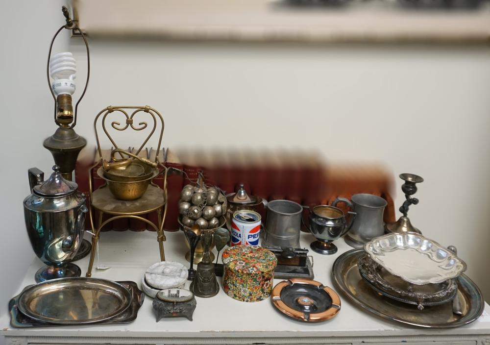 COLLECTION OF SILVERPLATE, BRASS