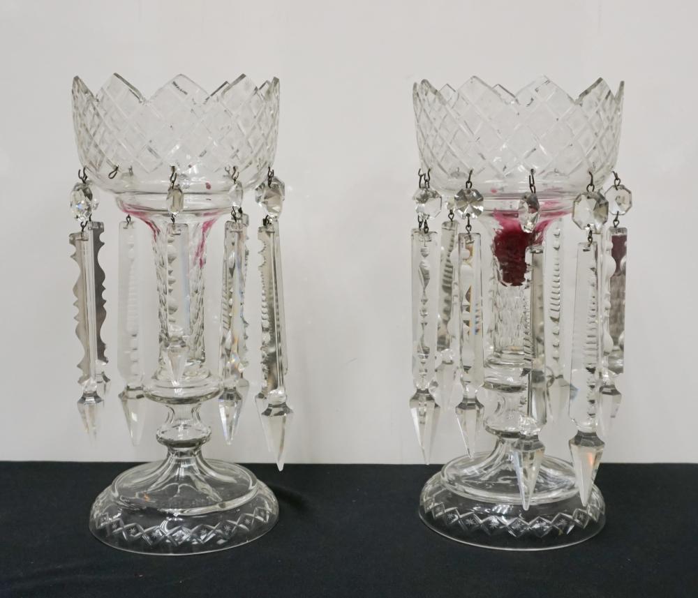 PAIR OF ANGLO-IRISH CUT GLASS LUSTRES,