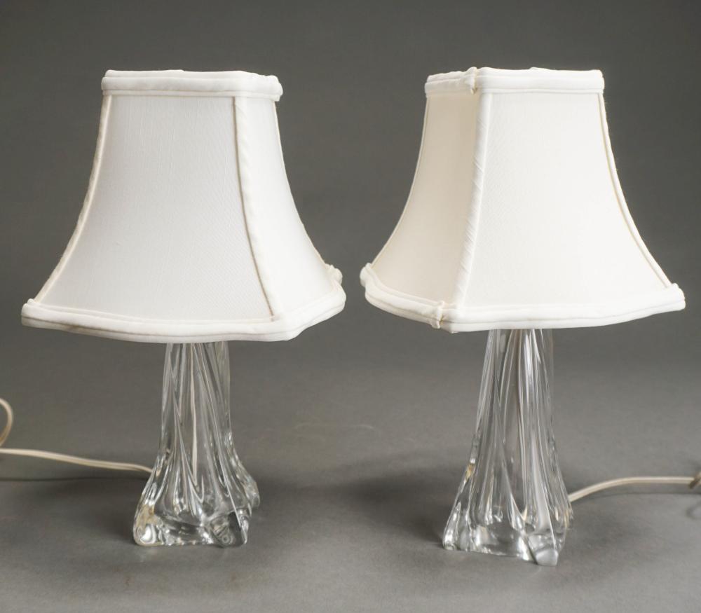 PAIR OF DAUM CRYSTAL TABLE LAMPS,