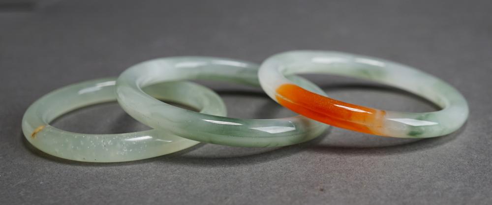 THREE JADE AND PEKING GLASS BANGLE