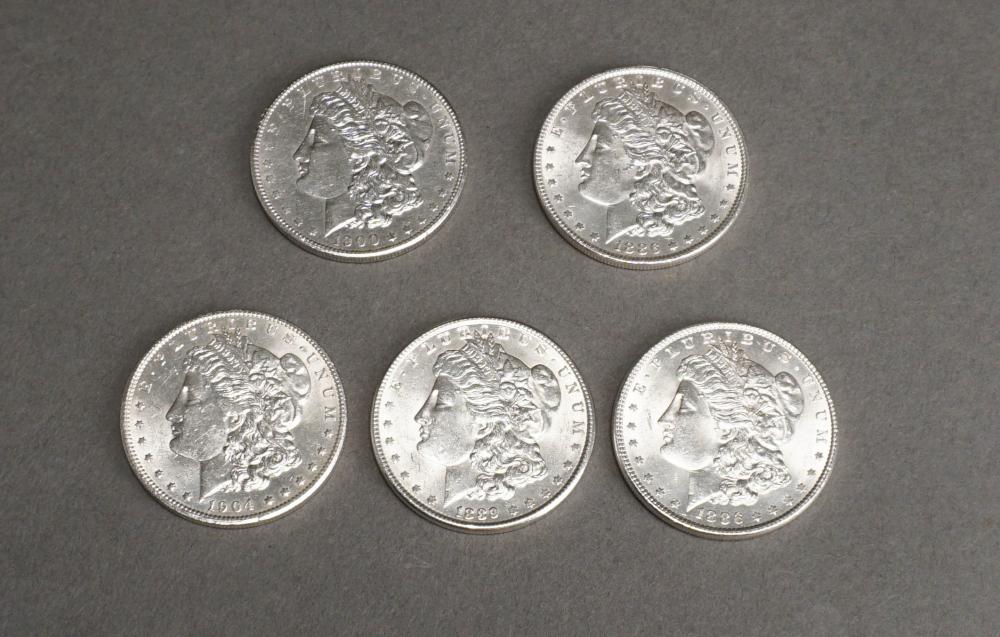 FIVE U S MORGAN SILVER DOLLARSFive 2e660b