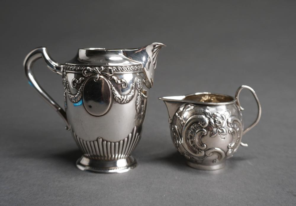 TWO 800-SILVER MINIATURE CREAMERS, 4.3