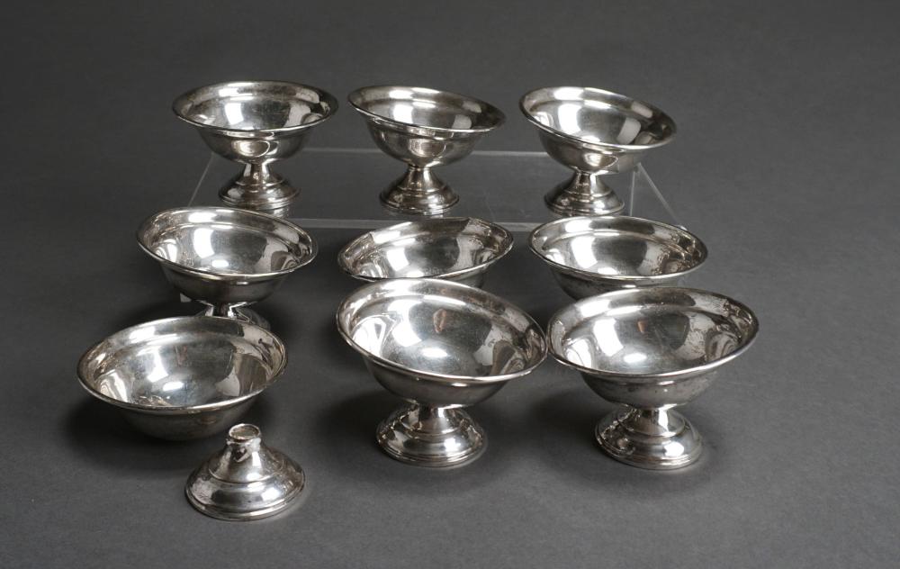 NINE WEIGHTED STERLING SILVER SHERBETS,