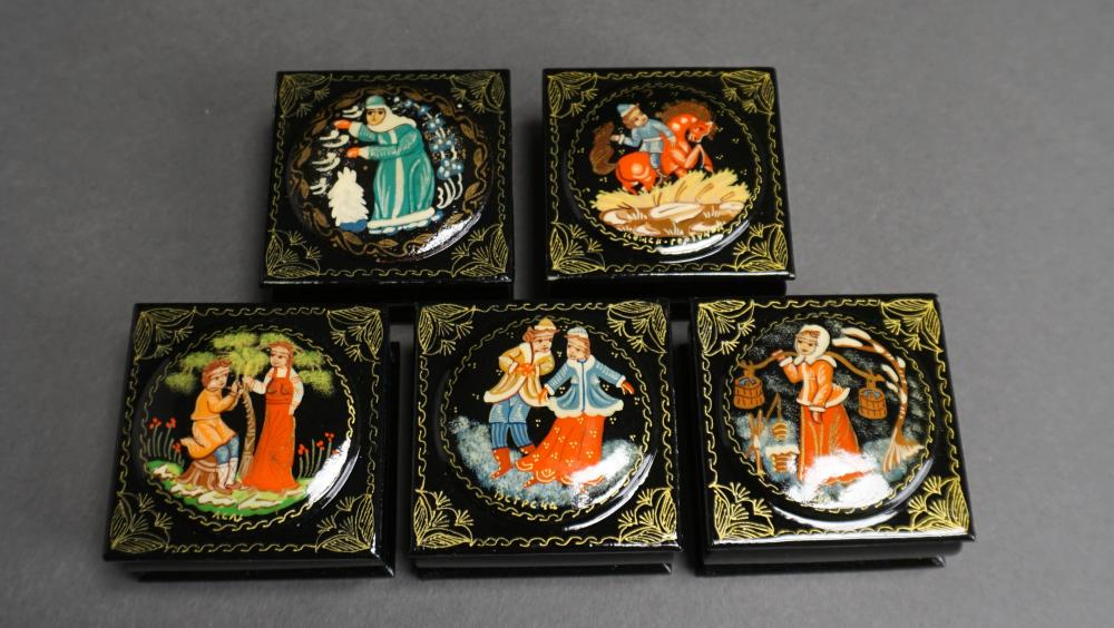 COLLECTION OF FIVE RUSSIAN LACQUERED 2e6657