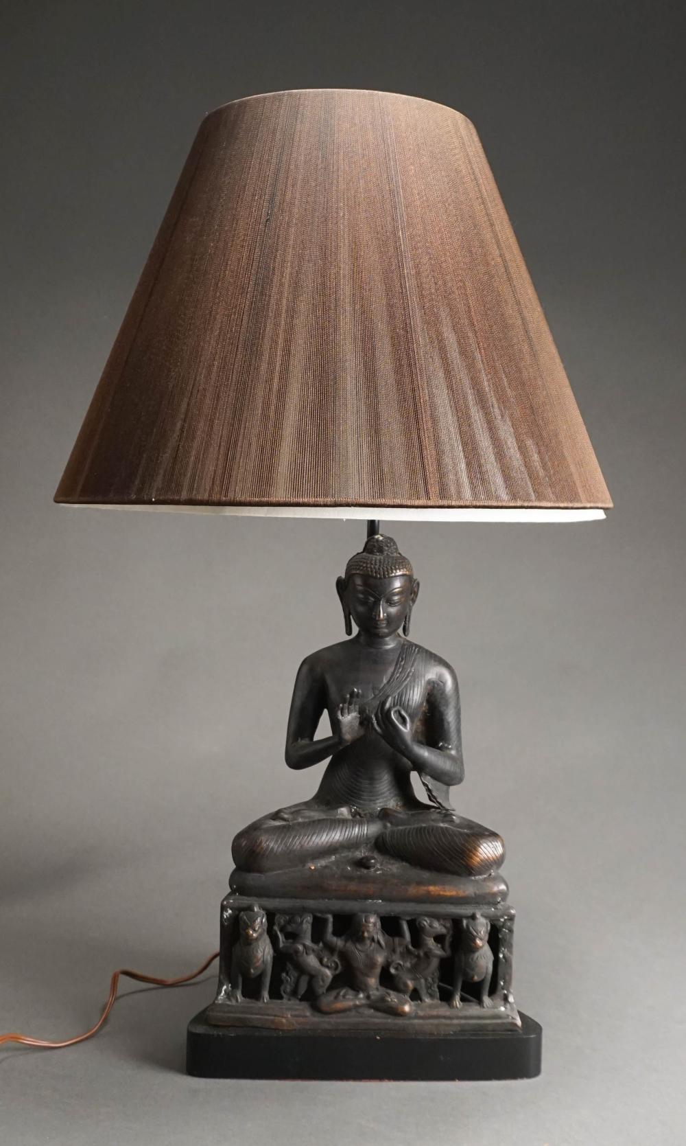 PATINATED METAL BODHISATTVA MOUNTED 2e6662