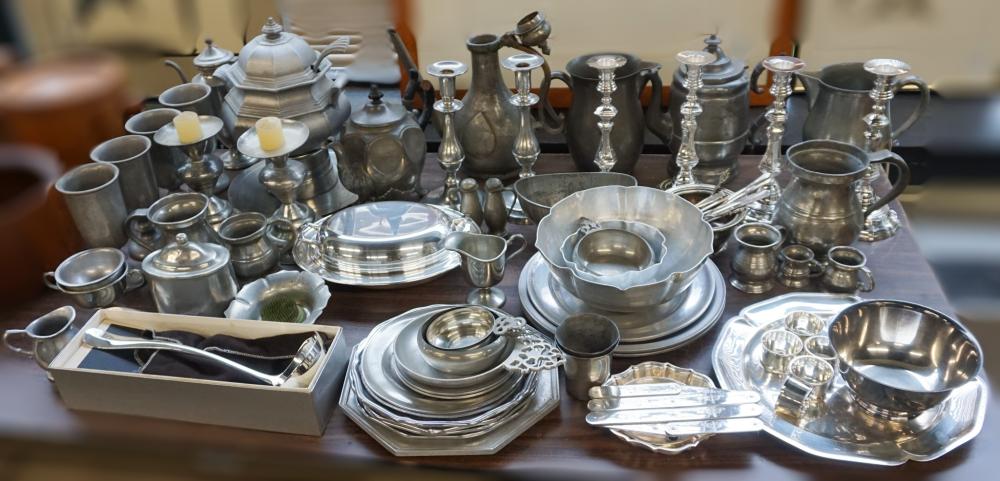 COLLECTION OF SILVERPLATE AND PEWTER