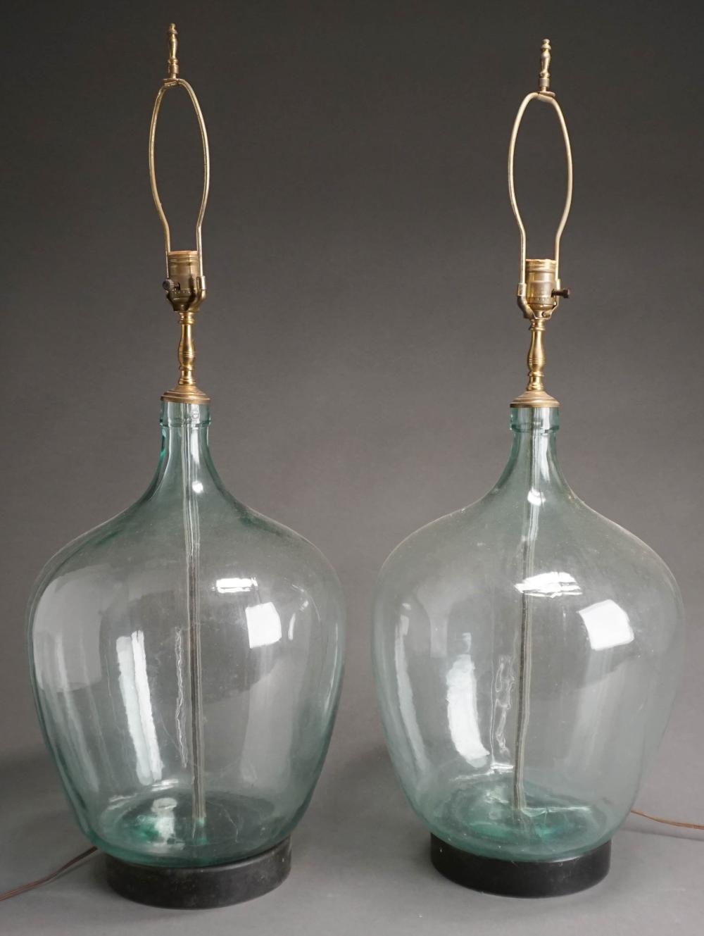 PAIR OF ANTIQUE GLASS DEMIJOHNS