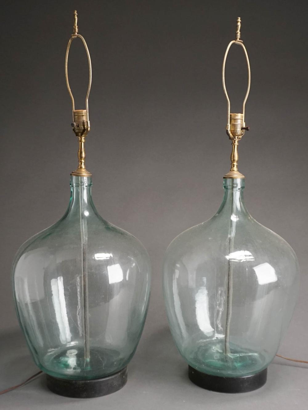 PAIR OF ANTIQUE GLASS DEMIJOHNS 2e6735