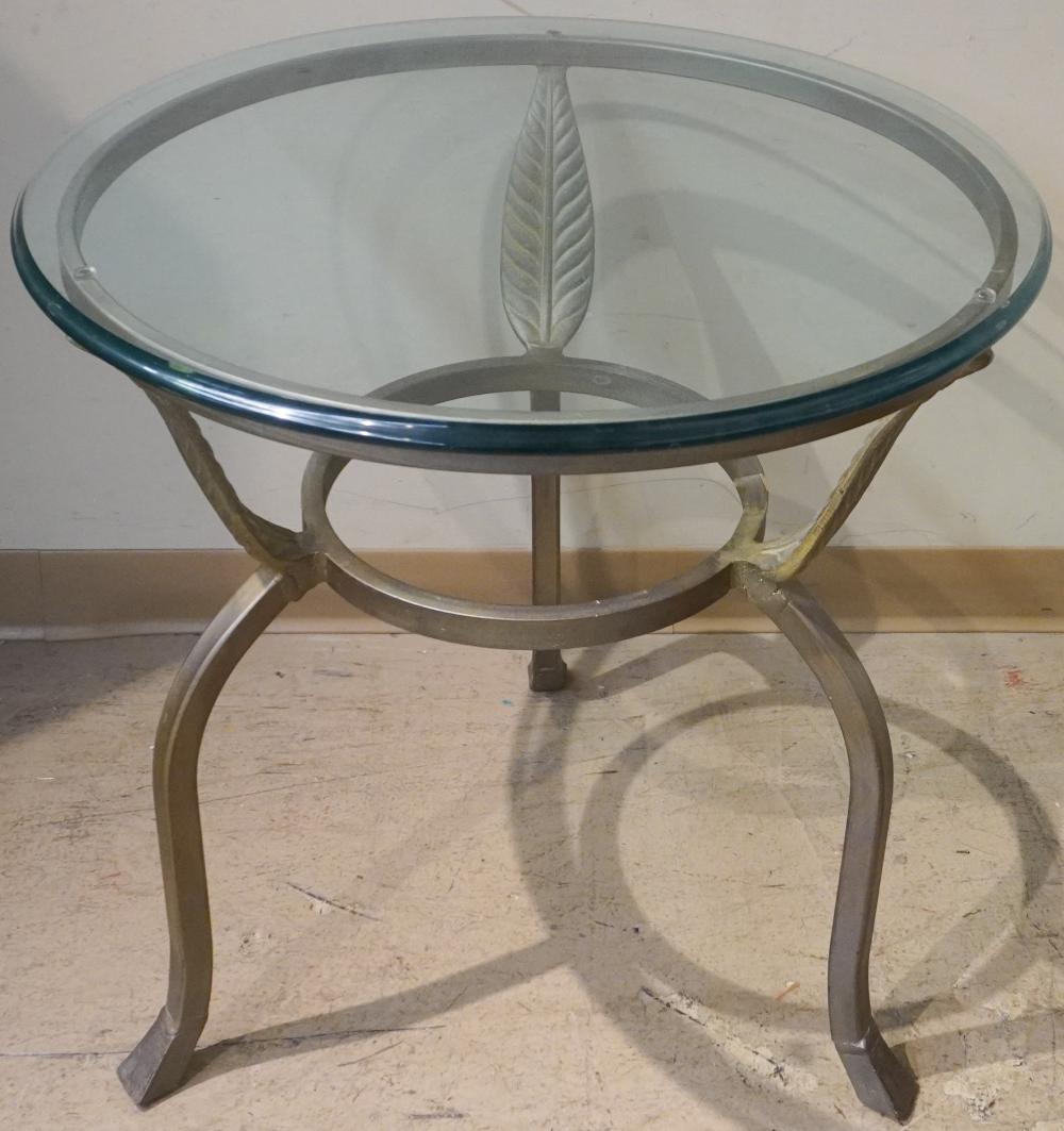 PATINATED METAL AND GLASS TOP SIDE 2e6769