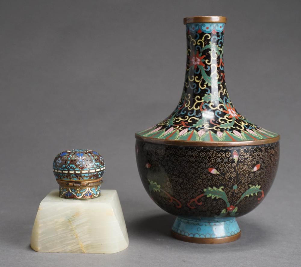 CHINESE CLOISONNE ENAMEL VASE AND 2e6850