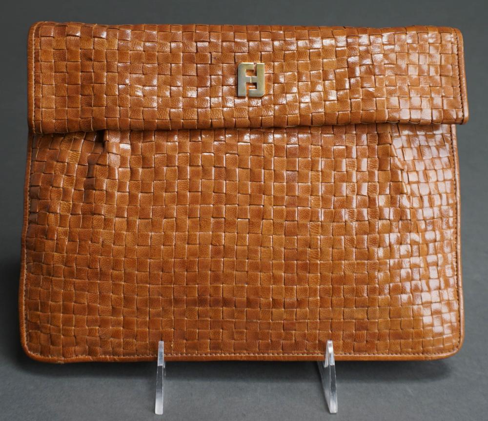 FENDI WOVEN LEATHER CLUTCH (MISSING