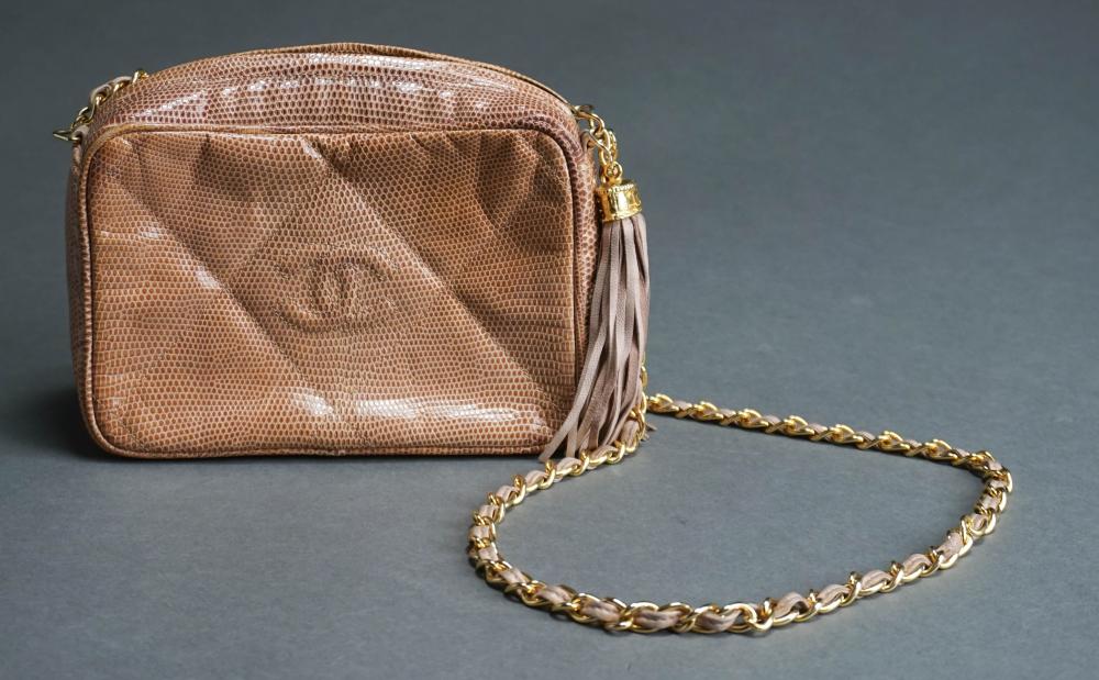 CHANEL QUILTED LIZARD CAMERA BAG