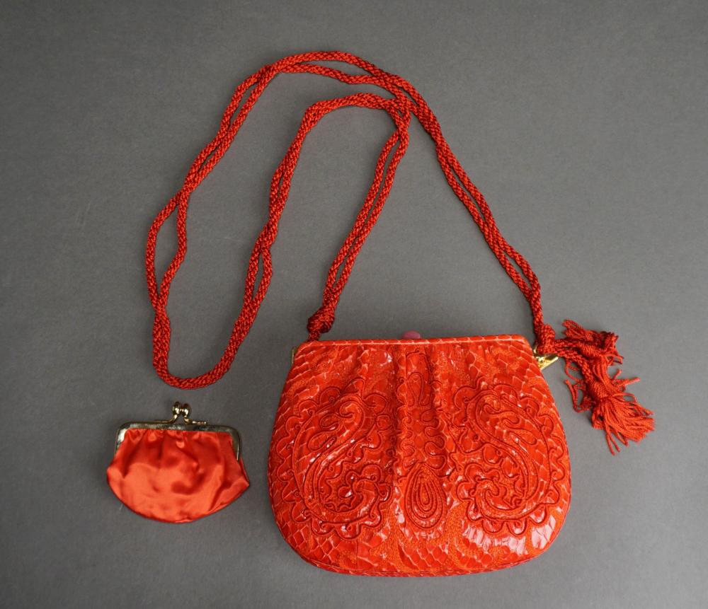 JUDITH LEIBER SNAKESKIN EMBROIDERED