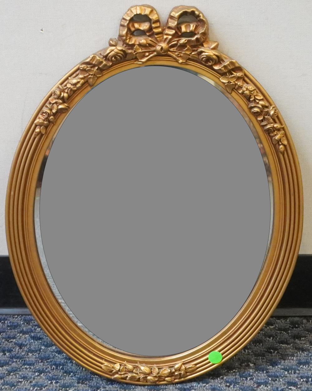 GILT FRAMED OVAL MIRROR, FRAME: