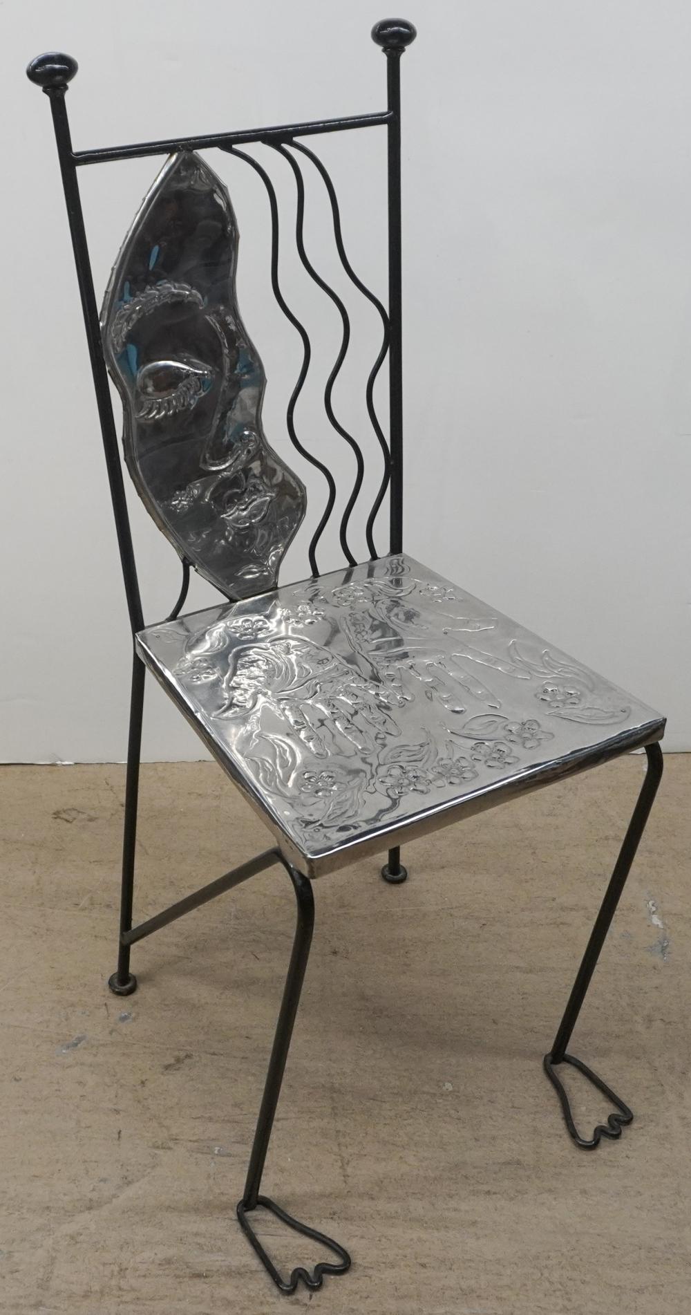 CHROME ABSTRACT FACE CHAIR H: 39