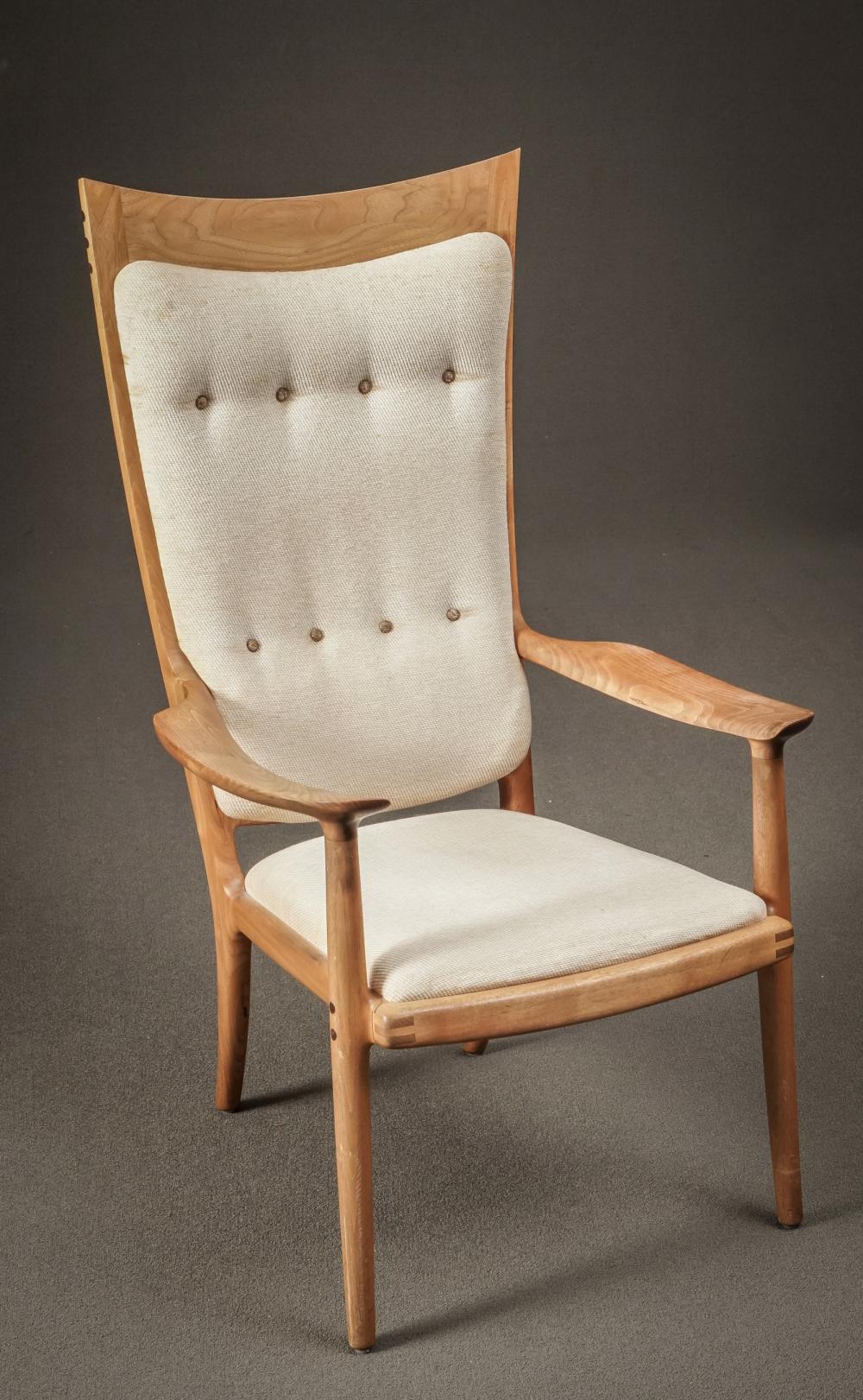 SAM MALOOF WALNUT HIGH BACK ARMCHAIR  2e6a03