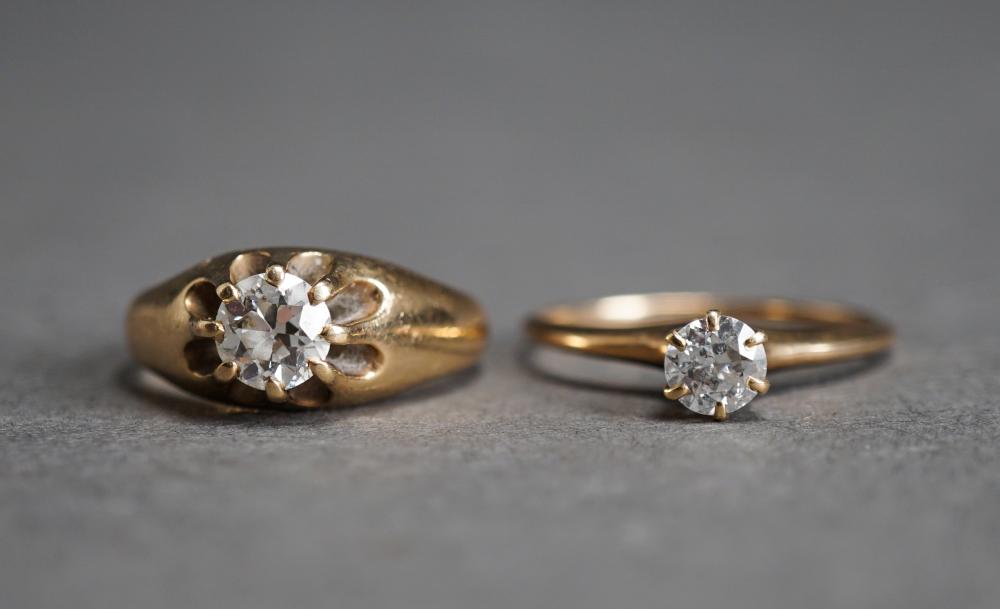 TWO 14-KARAT YELLOW-GOLD AND DIAMOND