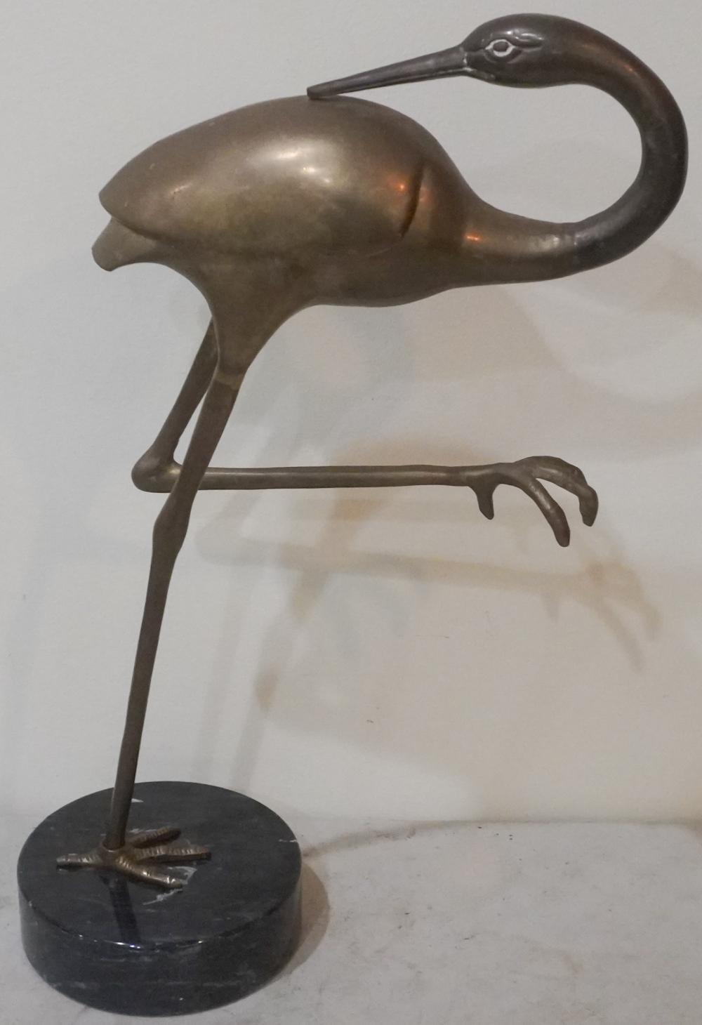 BRONZE FIGURE OF A CRANE ON MARBLE 2e6ac1