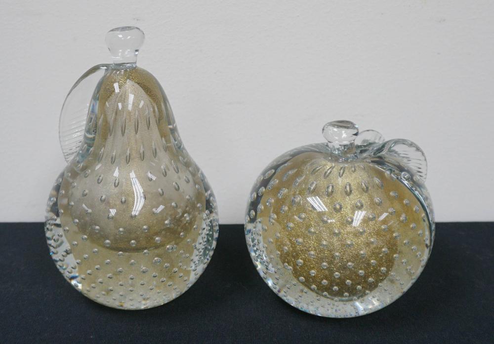 TWO MURANO GLASS FRUIT-FORM SCULPTURES