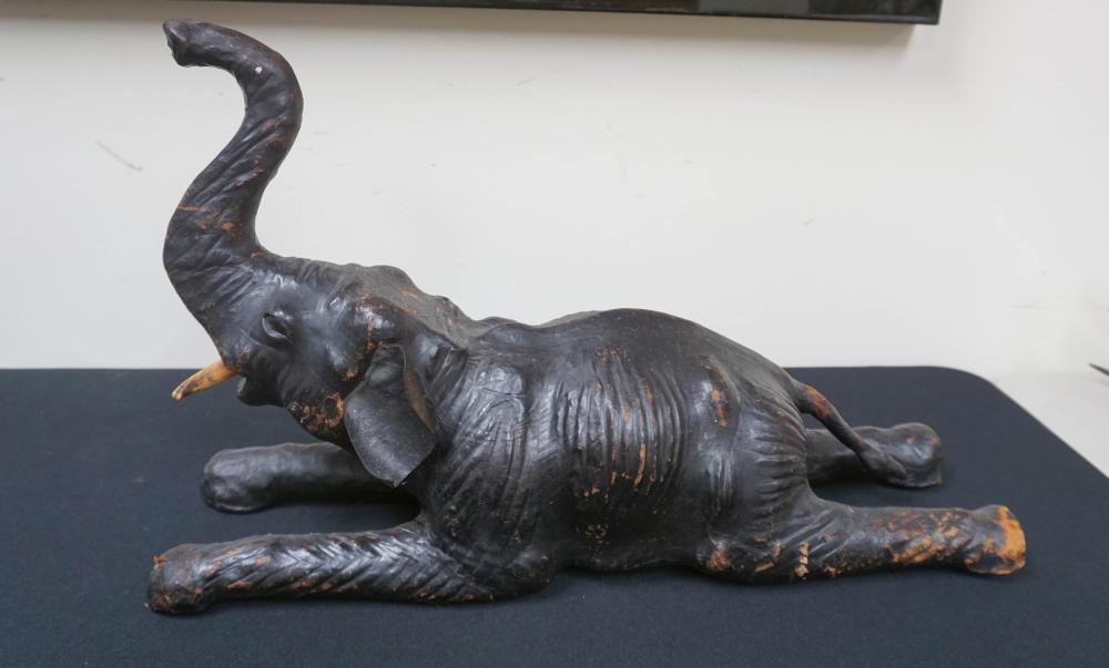 PAPIER MACHE FIGURE OF AN ELEPHANT,