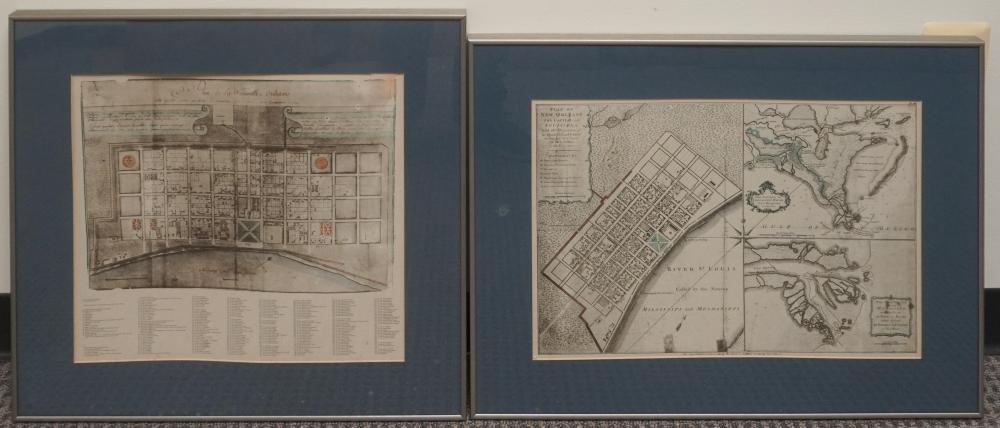 TWO FRAMED PRINTED MAPS OF NEW 2e6b2c