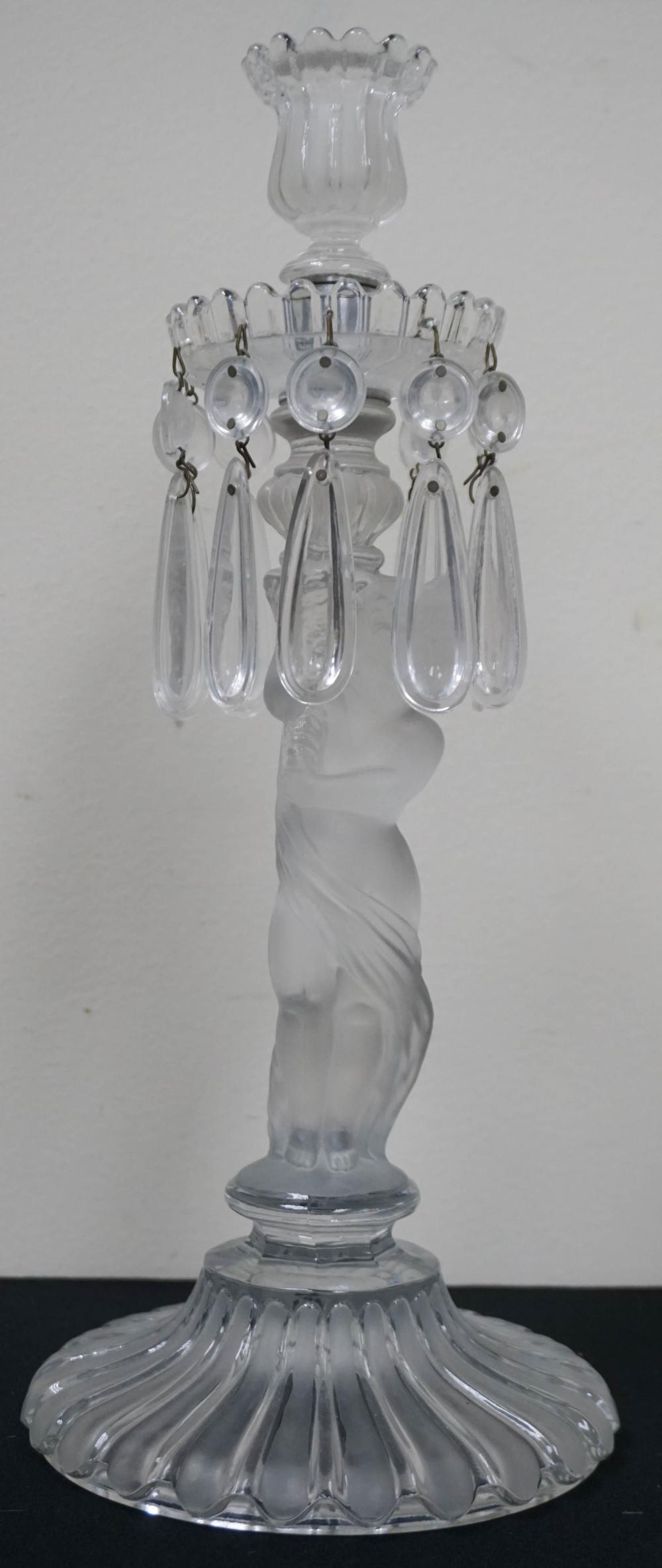 FROSTED GLASS FIGURAL CANDLESTICK