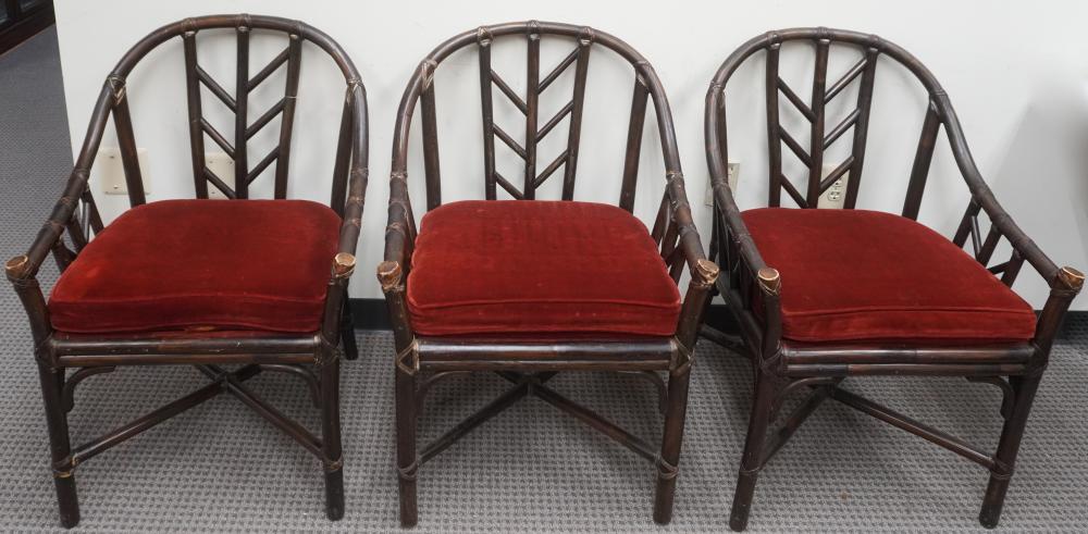 THREE MCGUIRE STAINED BAMBOO ARMCHAIRSThree 2e6b88