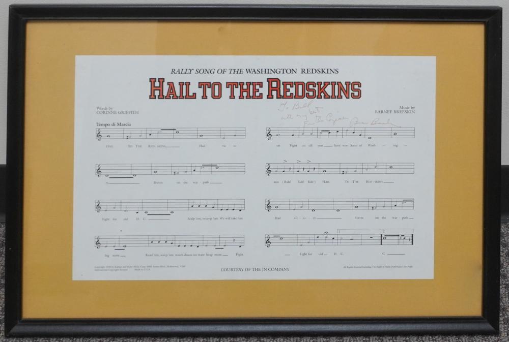 'HAIL TO THE REDSKINS', AUTOGRAPHED