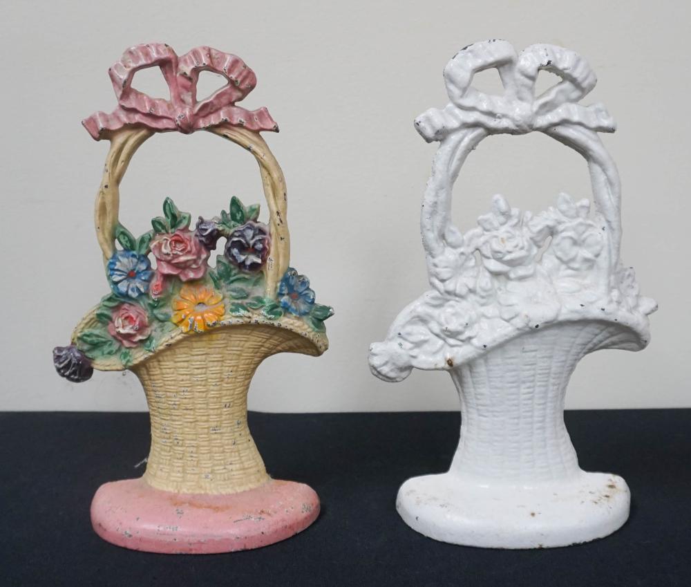 TWO PAINTED CAST IRON BASKET FORM 2e6ba1