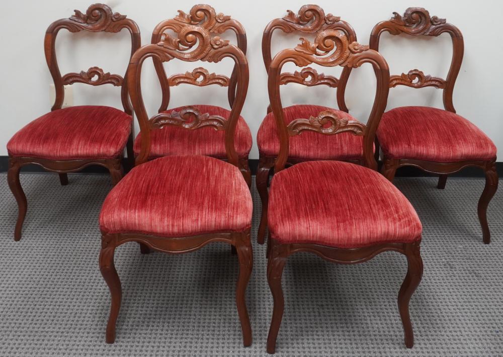 SET OF SIX VICTORIAN WALNUT UPHOLSTERED 2e6ba8