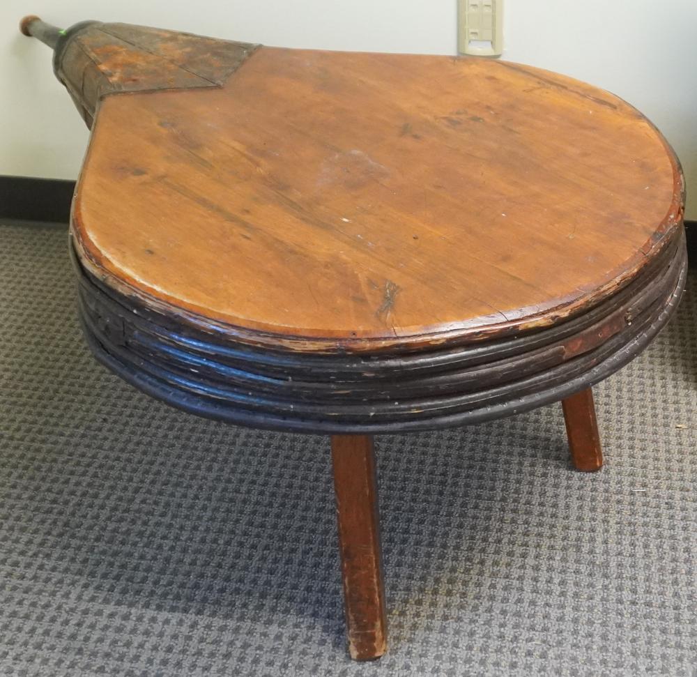 19TH CENTURY FRUITWOOD AND LEATHER 2e6bb3