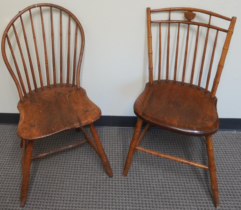 TWO WINDSOR STYLE MIXED WOOD SIDE CHAIRSTwo