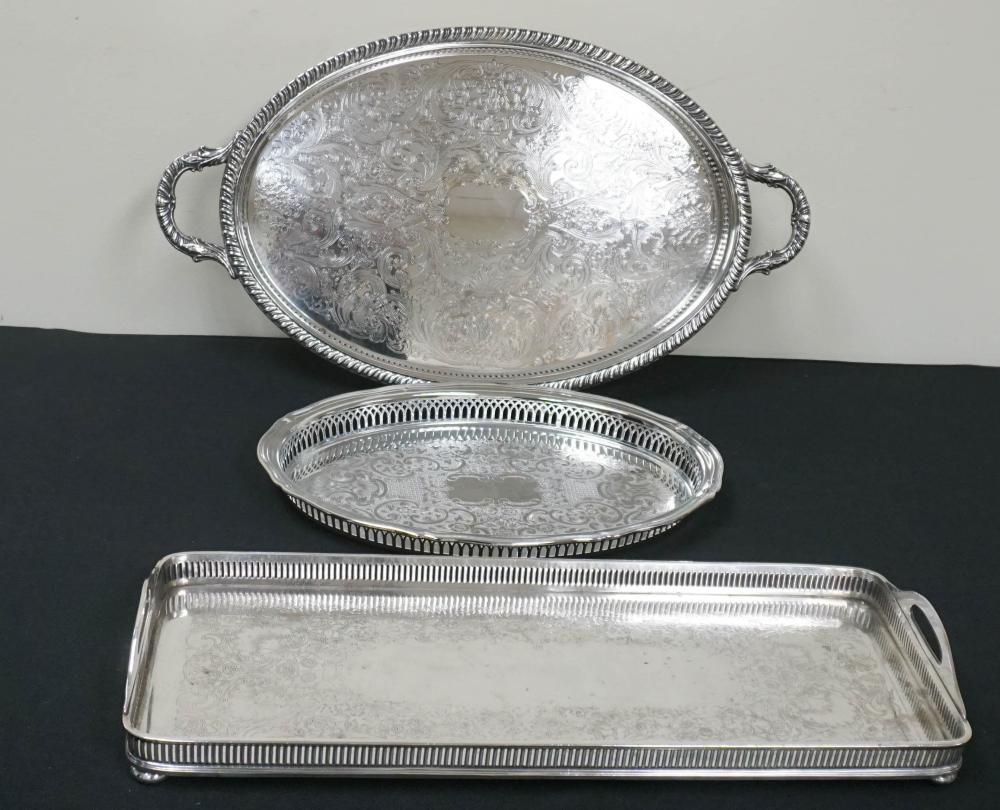 THREE SILVERPLATE TRAYSThree Silverplate