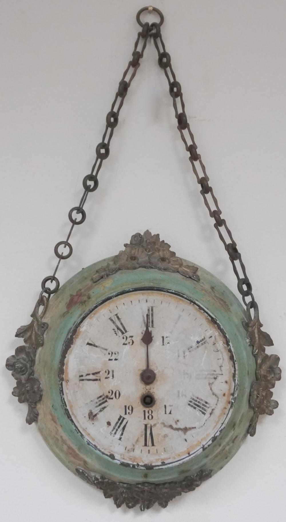 FLORAL DECORATED TIN CLOCK MOUNTED 2e6c13