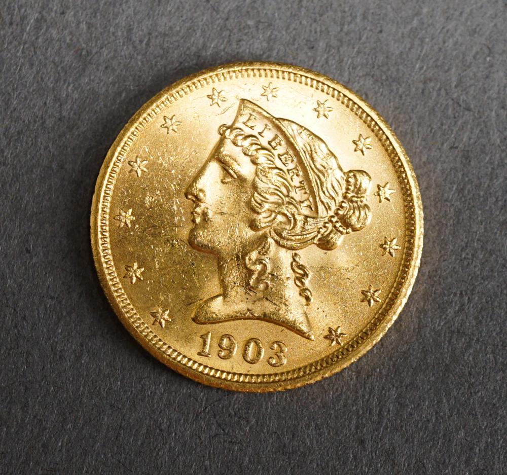 U.S. LIBERTY HEAD 1903-S $5 GOLD
