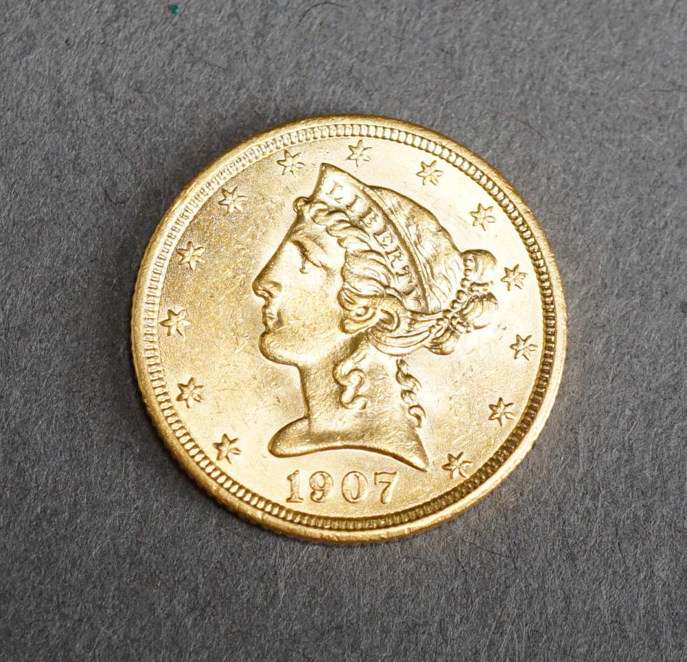 U.S. LIBERTY HEAD 1907 $5 GOLD