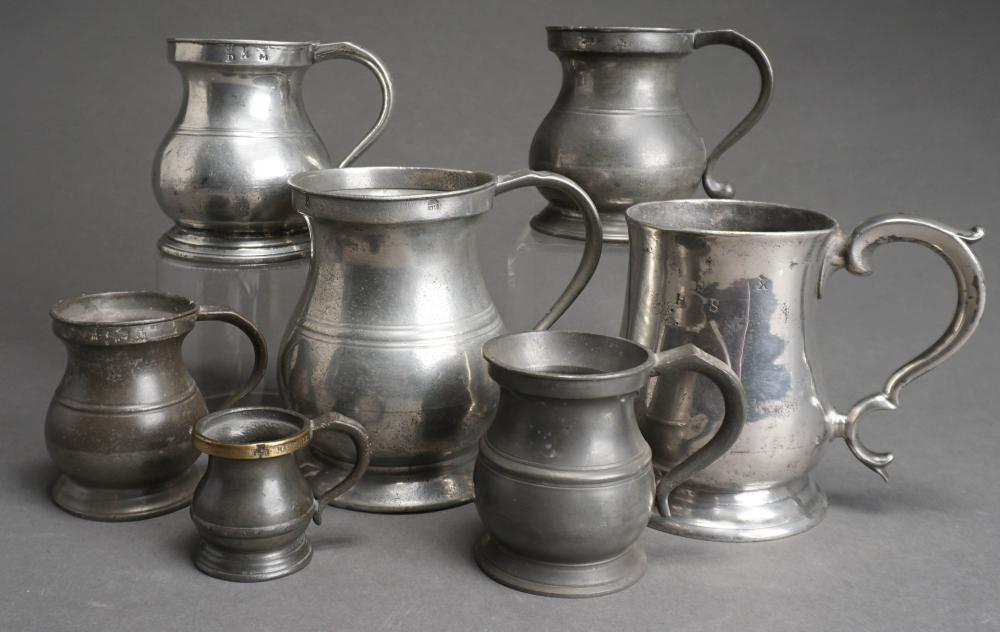 ASSEMBLED SET OF SEVEN PEWTER WINE 2e6c97