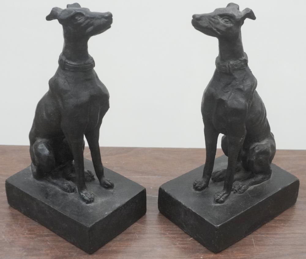 PAIR PATINATED METAL WHIPPET FORM 2e6cdc