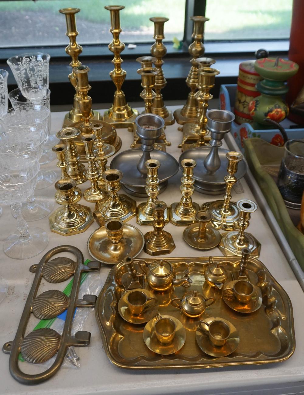 COLLECTION OF BRASS CANDLESTICKS