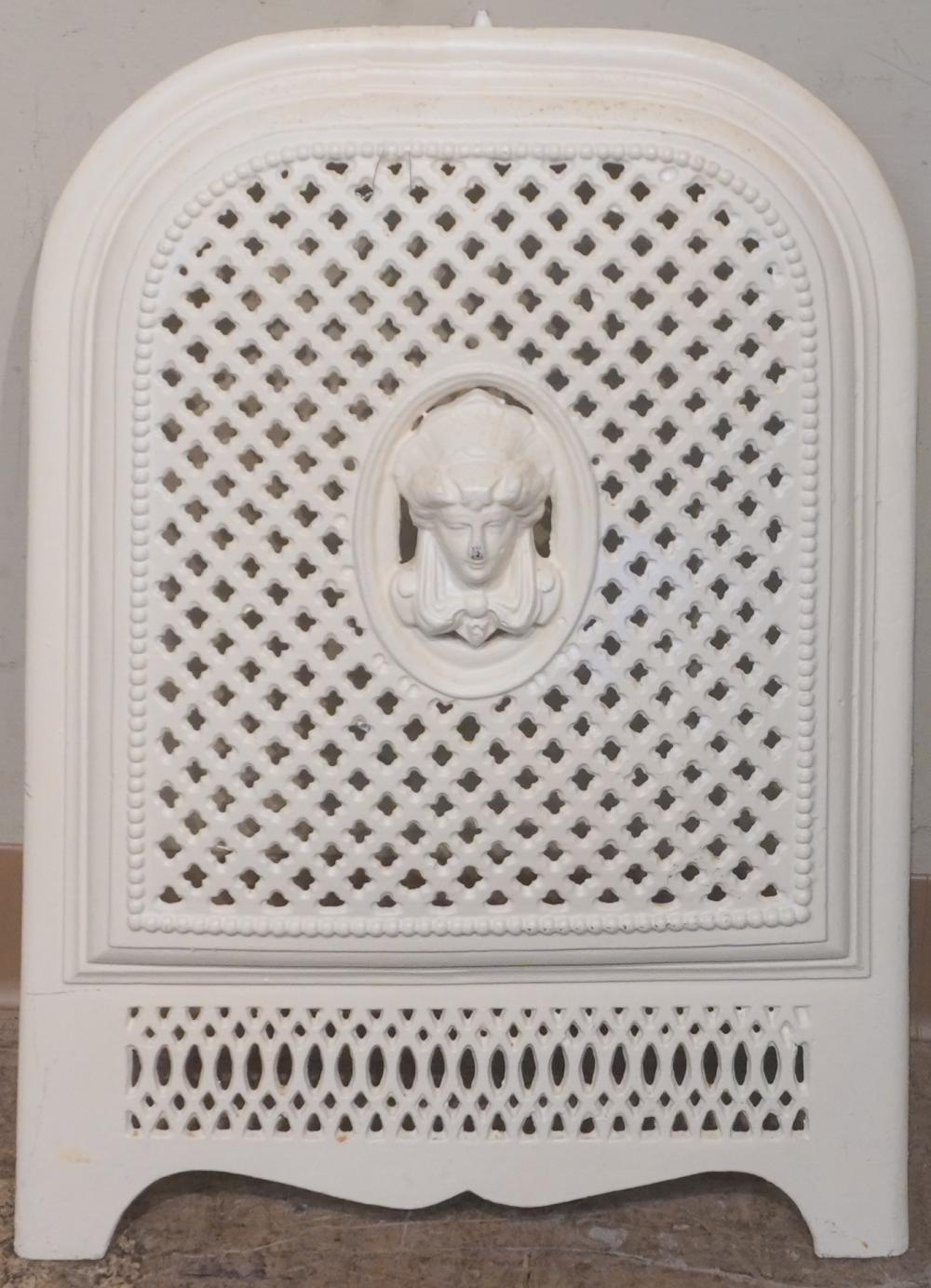 WHITE PAINTED CAST IRON FIREPLACE