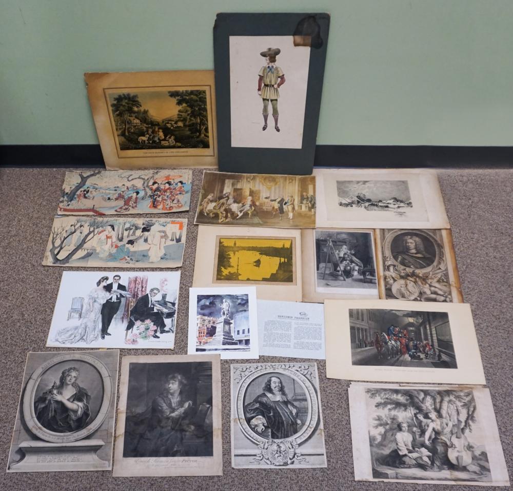 GROUP OF UNFRAMED ENGRAVINGS AND