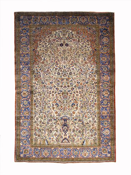 Kashan silk prayer rug    central