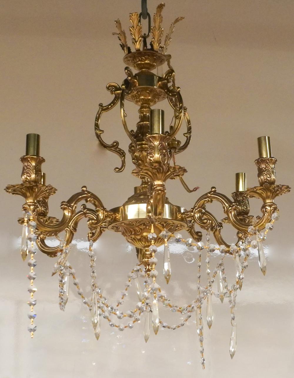 HINKLEY CAST BRASS SIX LIGHT CHANDELIERHinkley 2e6e41