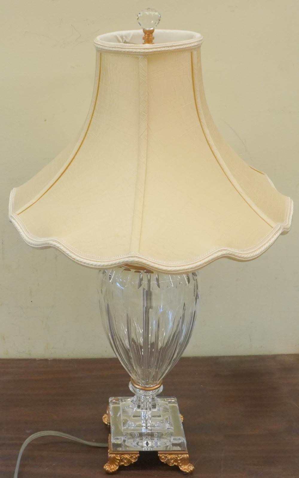 PAIR CRYSTAL URN-FORM TABLE LAMPS,