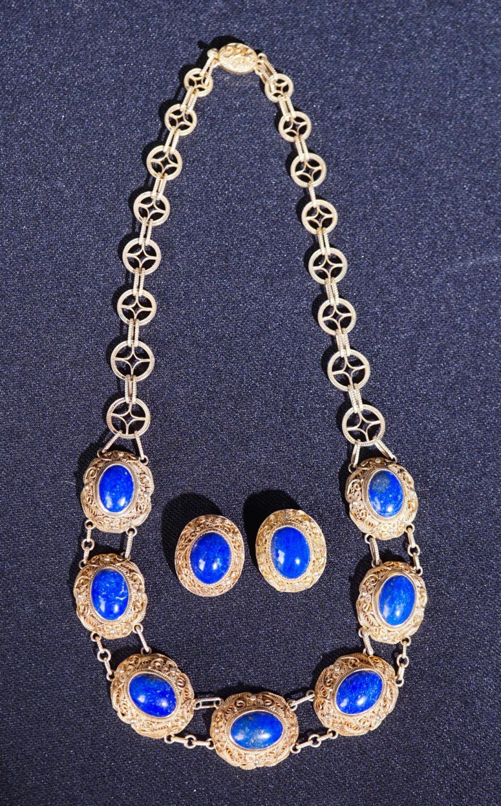 SILVER GILT AND LAPIS LAZULI NECKLACE