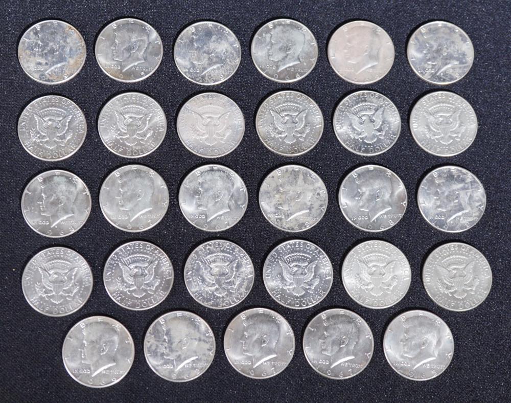 TWENTY-NINE U.S. KENNEDY SILVER