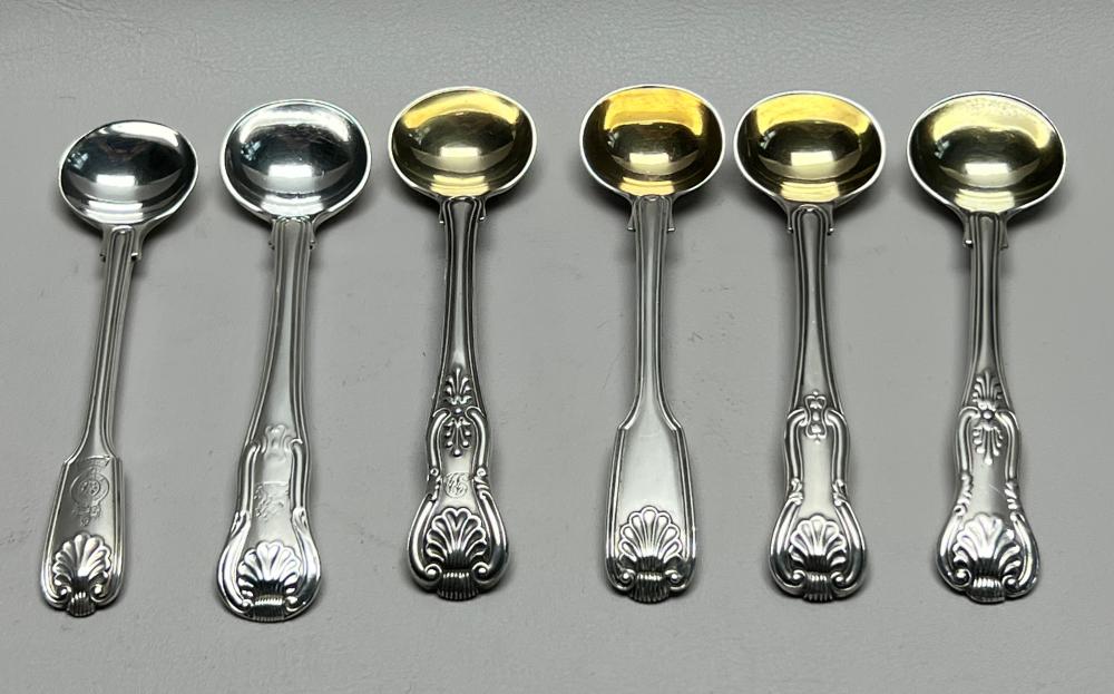 SIX ENGLISH STERLING SILVER CONDIMENT