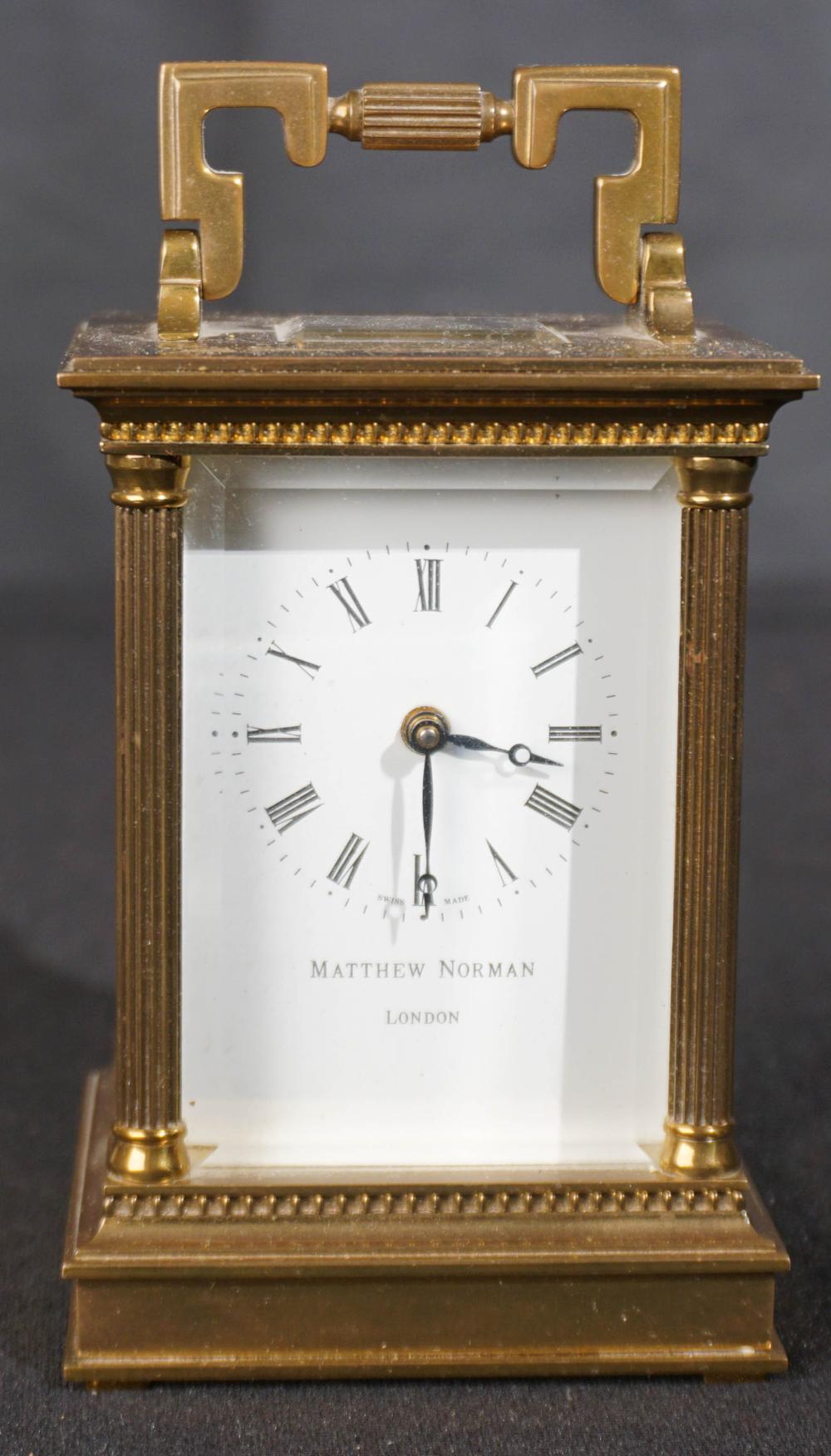 MATTHEW NORMAN GILT BRASS CARRIAGE CLOCK