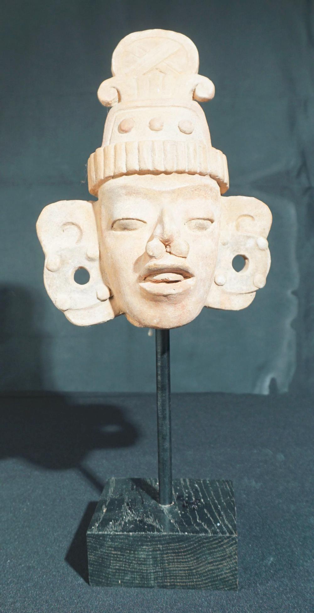 TERRACOTTA BUST ON STAND OF A GUATEMALAN