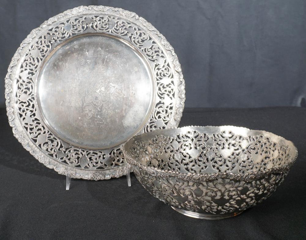 LOW PURITY SILVER BOWL AND TRAY  2e6f36